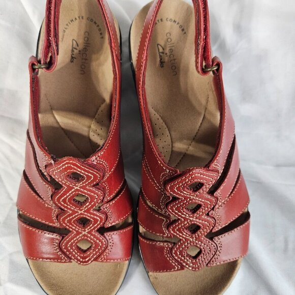 Clarks Collection Gladiator Sandals Leisa Ruby Red Size 6 W - Picture 8 of 9